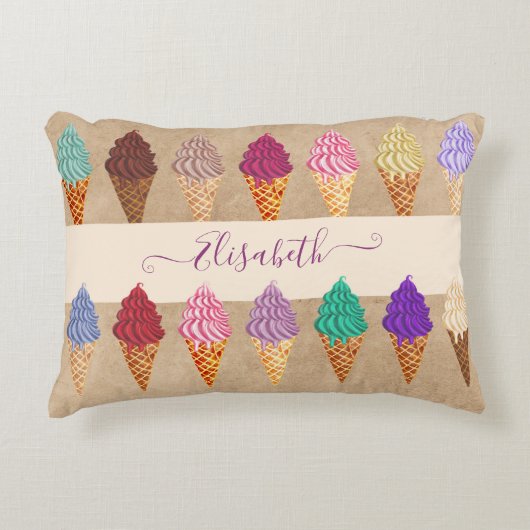Cute Pastel Waterverf Ice Cream Baby Girl Nursery Accent Kussen (Voorkant)