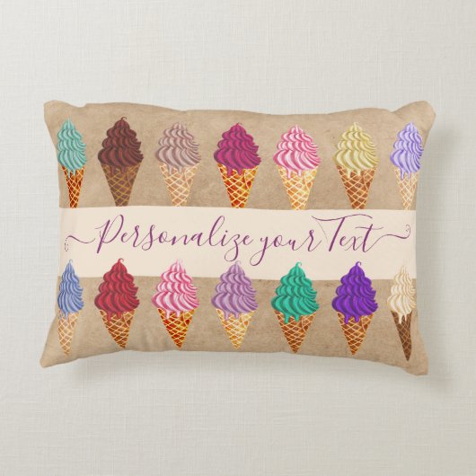 Cute Pastel Waterverf Ice Cream Baby Girl Nursery Accent Kussen (Achterkant)