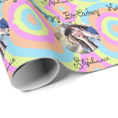Cute Pastel Wave Happy Birthday Cadeaupapier (Rol Hoek)