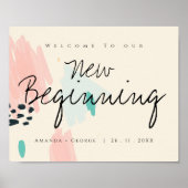 Cute Pastel Welkom bij onze nieuwe bruiloft Poster (Voorkant)