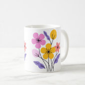 Cute Pastel Wildflower Bouquet Ceramic Coffee Mug Koffiemok (Voorkant rechts)