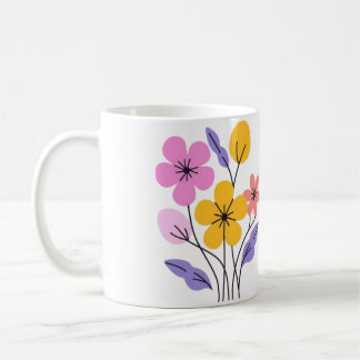 Cute Pastel Wildflower Bouquet Ceramic Coffee Mug Koffiemok