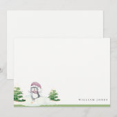 Cute Pastel Winter Pinguïn Kinderen Verjaardag Elk Notitiekaartje (Voorkant / Achterkant)