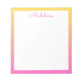 Cute Pastel Yellow and Pink Gradient Border Notitieblok (Voorkant)