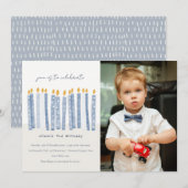 Cute Pastel Yellow Blue Photo Birthday Candles Kaart (Voorkant / Achterkant)