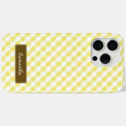 Cute Pastel Yellow Gingham Pattern Case-Mate iPhone Case (Achterkant (horizontaal))