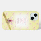Cute Pastel Yellow Pink Bow Grid Bible Pink Bee Case-Mate iPhone Case (Achterkant (horizontaal))