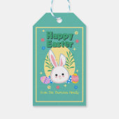 Cute Pastel Yellow Pink Easter Bunny Egg Cadeaulabel (Achterkant)