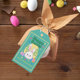 Cute Pastel Yellow Pink Easter Bunny Egg Cadeaulabel
