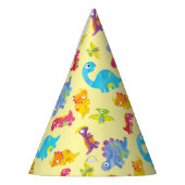 Cute Pastel Yellow Unisex Baby Dinosaur Birthday Feesthoedjes (Links)