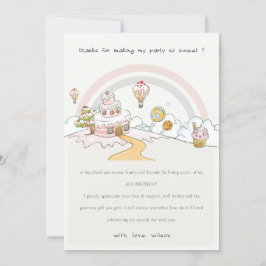 Cute Pastel Zoete Tijd Snoep Land Kinderen Verjaar Bedankkaart