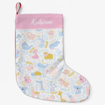 Cute Pastel Zoo Animal Pattern Baby Girl Roze