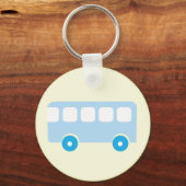 Cute Pastelblauwe Schoolbus Icoon Sleutelhanger (Voorkant)