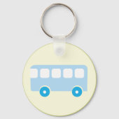 Cute Pastelblauwe Schoolbus Icoon Sleutelhanger (Achterkant)