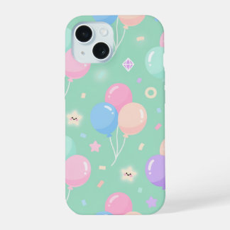 Cute pastelgroene Case-Mate met ballonnen iPhone 15 Case