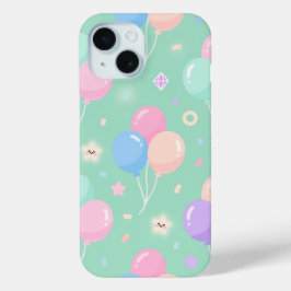Cute pastelgroene Case-Mate met ballonnen  iPhone 15 Case