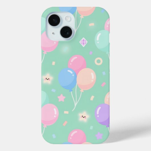 Cute pastelgroene Case-Mate met ballonnen iPhone Case (Achterkant)