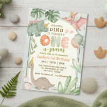 Cute Pastelgroene Dinosaurus Eén-A-Saurus Verjaard