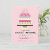 Cute Pastelkleurige Verjaardagstaart Retro Meisjes Kaart (Staand voorkant)