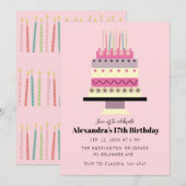 Cute Pastelkleurige Verjaardagstaart Retro Meisjes Kaart (Voorkant / Achterkant)