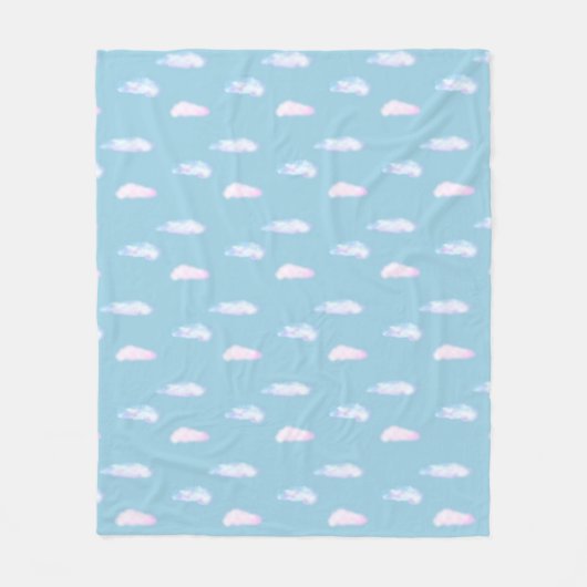 Cute pastelwolken op lichthemelblauw fleece blanke (Voorkant)
