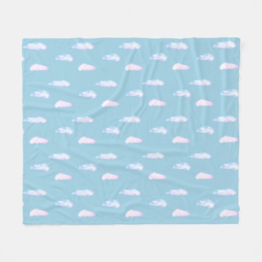 Cute pastelwolken op lichthemelblauw fleece blanke (Voorkant (Horizontaal))