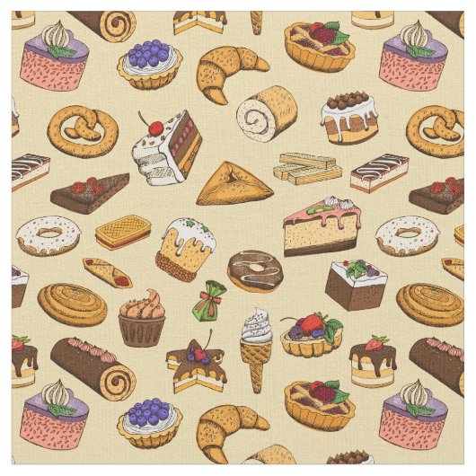Cute Pastries Pattern Stof (Close Up)