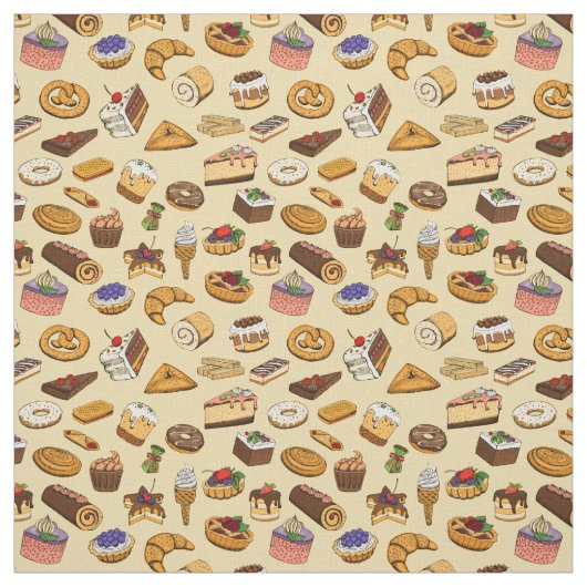 Cute Pastries Pattern Stof (Swatch)