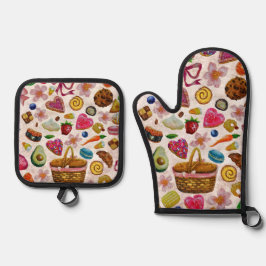Cute Pastry Confections Sweets Ovenwant & Pannenlap Set