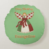 Cute Patchwork Angel – Personalized Baby Rond Kussen (Voorkant)