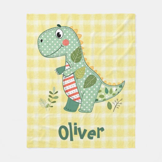 Cute Patchwork Baby Dinosaur Fleece Deken (Voorkant)