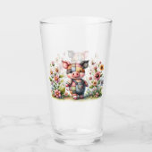 Cute Patchwork Biggetje in Bloementuin Glas (Voorkant)