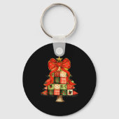 Cute Patchwork Christmas Tree Merry Xmas Men Women Sleutelhanger (Voorkant)