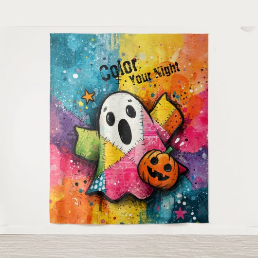 Cute Patchwork Geest Kleurrijke Spat-art Wandkleed (Voorkant)