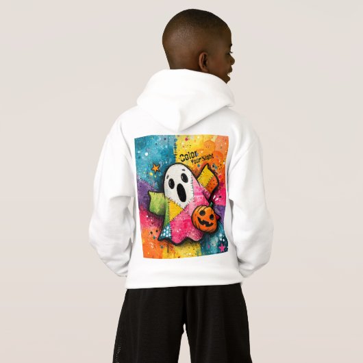 Cute Patchwork Ghost Colorful Splatter Art (Achterkant volledig)