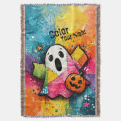 Cute Patchwork Ghost Colorful Splatter Art Deken (Voorkant Verticaal)