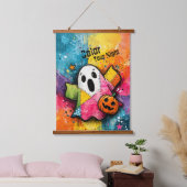 Cute Patchwork Ghost Colorful Splatter Art Hangend Wandkleed (Slaapkamer)