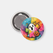 Cute Patchwork Ghost Colorful Splatter Art Magneet (Voorkant / Achterkant)