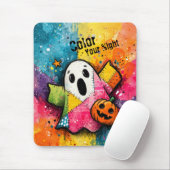 Cute Patchwork Ghost Colorful Splatter Art Muismat (Met muis)