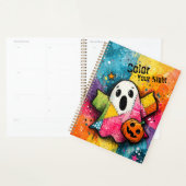 Cute Patchwork Ghost Colorful Splatter Art Planner (Display)