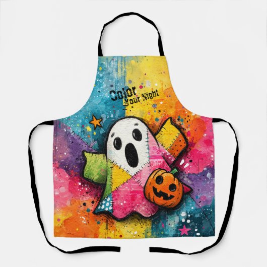 Cute Patchwork Ghost Colorful Splatter Art Schort (Voorkant)