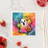 Cute Patchwork Ghost Colorful Splatter Art Servet (Insitu)