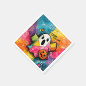 Cute Patchwork Ghost Colorful Splatter Art Servet (Hoek)