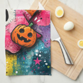 Cute Patchwork Ghost Colorful Splatter Art Theedoek (Quarter Fold)