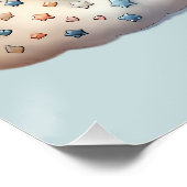 Cute Patchwork Koe over Maan met Sterren Perfect Poster (Hoek)