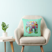 Cute patchwork-olifant retro whimsical kussen (Stoel)