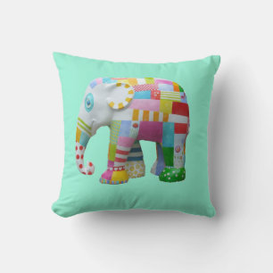 Cute patchwork-olifant retro whimsical kussen