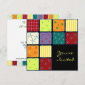Cute Patchwork Pattern Birthday Invitation Card Kaart (Voorkant / Achterkant)