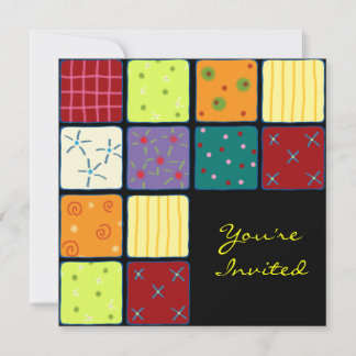 Cute Patchwork Pattern Birthday Invitation Card Kaart