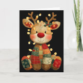 Cute Patchwork Reindeer Christmas Xmas Men Women K Kaart (Voorkant)